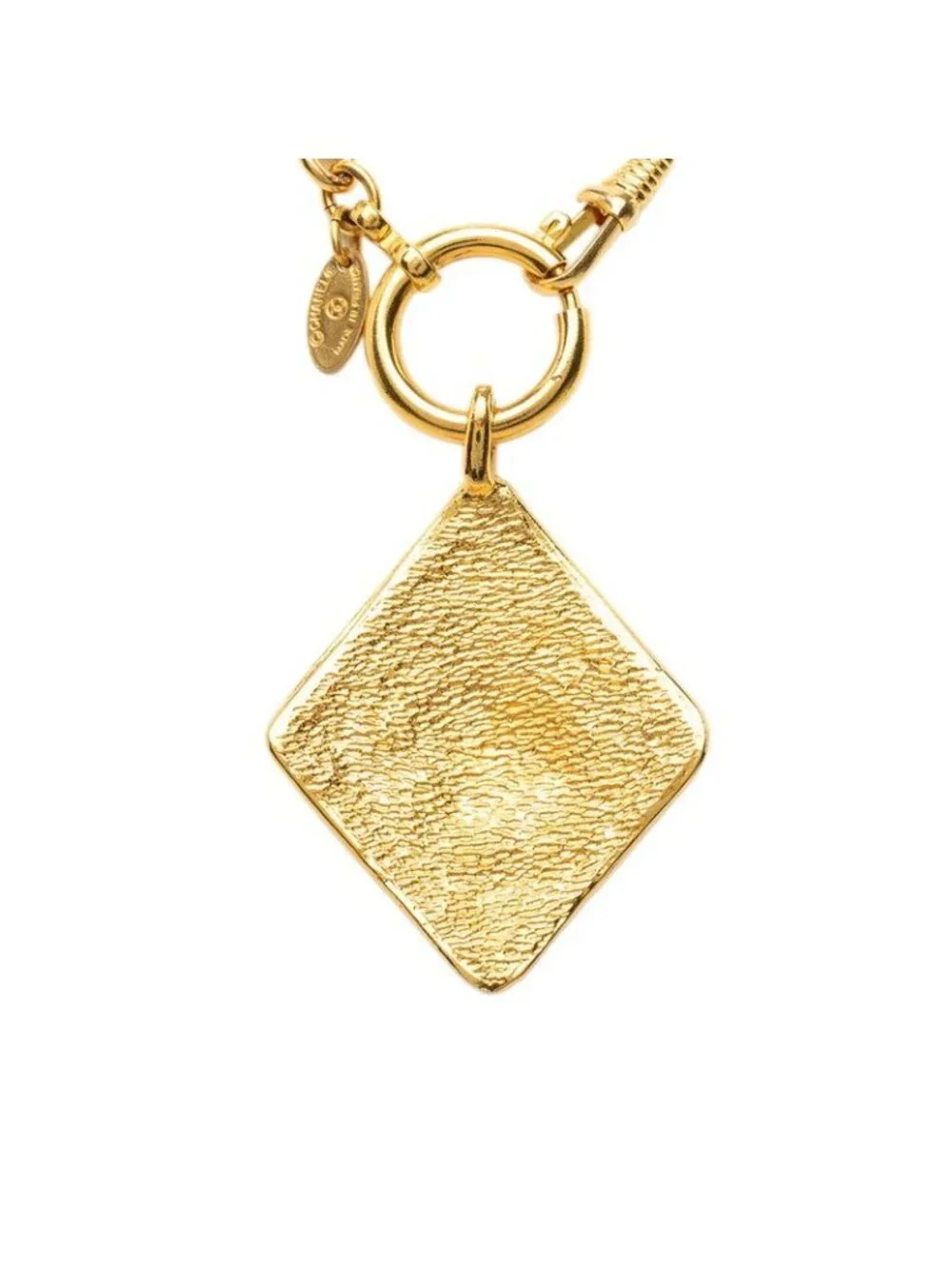 Chanel CC Logo Diamond Rogue Chain Pendant Gold Plated
